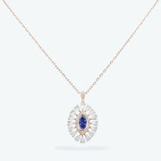 Sapphire Sunburst Diamond Pendant