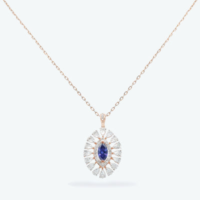 Sapphire Sunburst Diamond Pendant