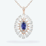Sapphire Sunburst Diamond Pendant