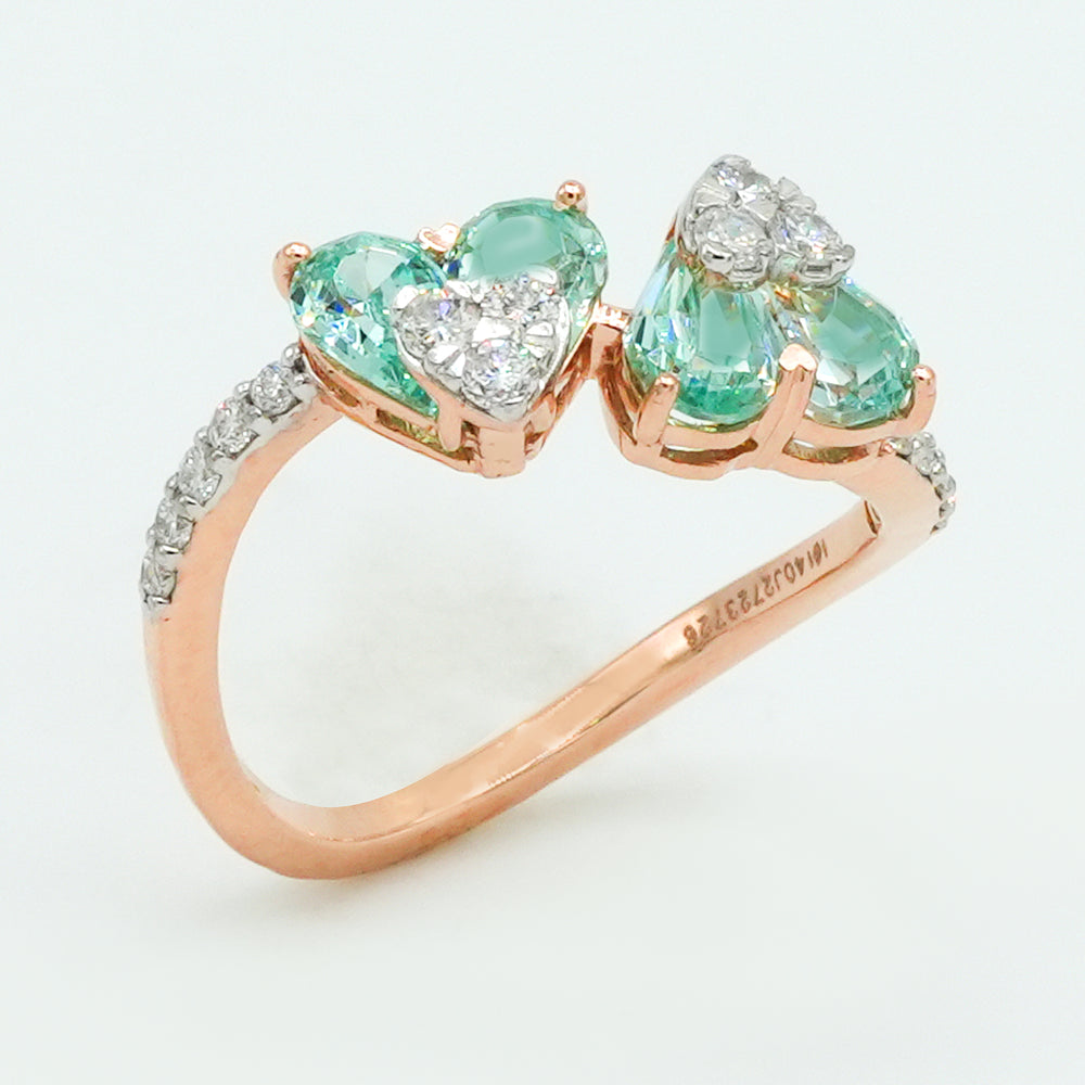Mint Heart Bloom Ring